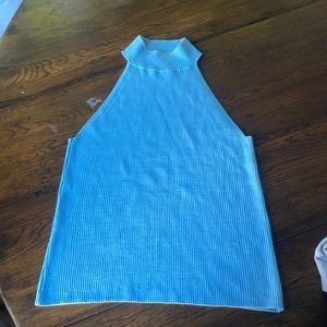 High neck ribbed tank top